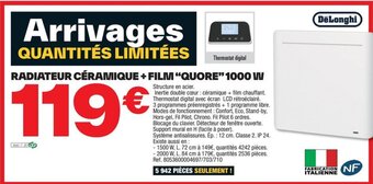 Brico Dépôt RADIATEUR CÉRAMIQUE+FILM “QUORE” 1000 WV offre