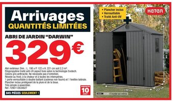 Brico Dépôt ABRI DE JARDIN “DARWIN" offre