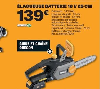 Brico Dépôt ÉLAGUEUSE BATTERIE 18 V 25 CM offre