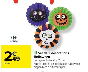 Carrefour i Set de 3 décorations Halloween offre
