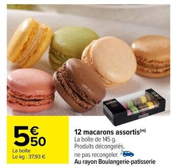 Carrefour 12 macarons assortis (m) offre