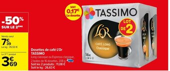 Carrefour Dosettes de café L'Or TASSIMO offre