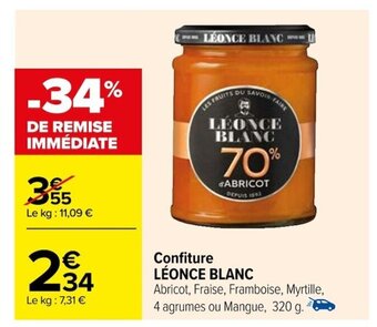 Carrefour Confiture LÉONCE BLANC offre