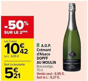 Carrefour i A.O.P. Crémant d'Alsace DOPFF AU MOULIN Brut prestige, 75 cl. offre