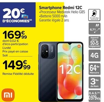 Carrefour Smartphone Redmi 12C offre