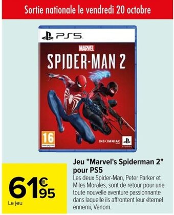 Jeu "Marvel's Spiderman 2" pour PS5