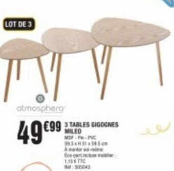 La Foir'Fouille 3 TABLES GIGOGNES MILEO offre