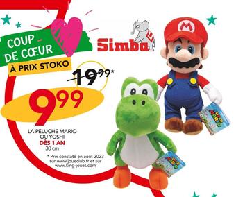 Stokomani Mario / simba la peluche mario ou yoshi offre