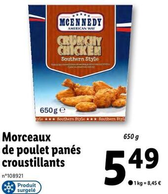 Lidl Mcennedy morceaux de poulet panés croustillants offre
