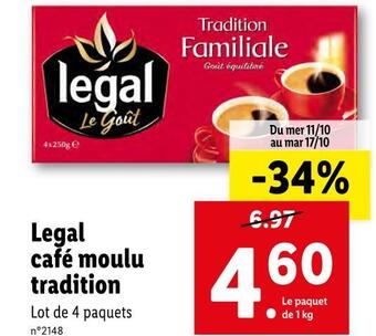 Lidl Legal legal café moulu tradition offre