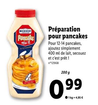 Lidl Mcennedy préparation pour pancakes offre