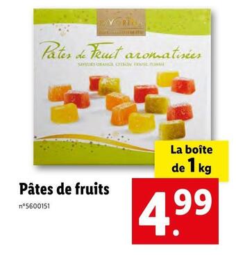 Lidl Favorina pâtes de fruits offre