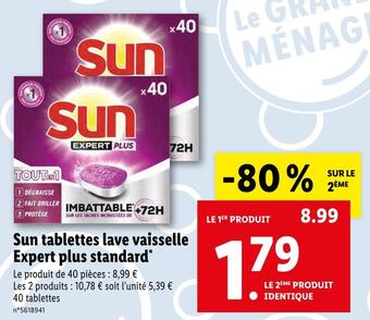 Lidl Sun tablettes lave vaisselle expert plus standard offre