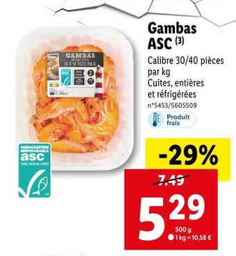 Lidl Gambas asc offre