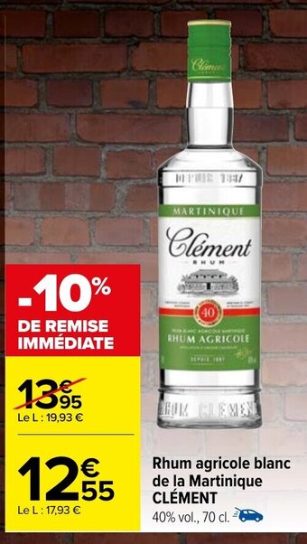 Carrefour Market Rhum agricole blanc de la Martinique CLÉMENT offre
