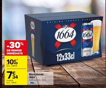 Carrefour Market Bière blonde 1664 offre