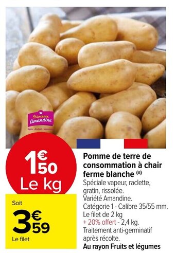 Carrefour Market Pomme de terre de consommation à chair ferme blanche offre