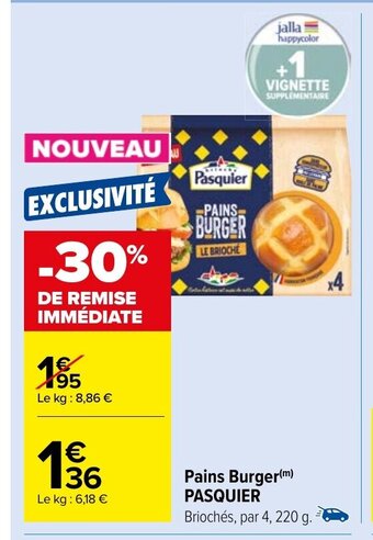 Carrefour Market Pains Burger PASQUIER offre