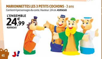 JouéClub Marionnettes les 3 petits cochons offre