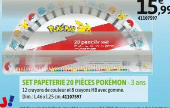 JouéClub Pokémon set papeterie 20 pièces offre