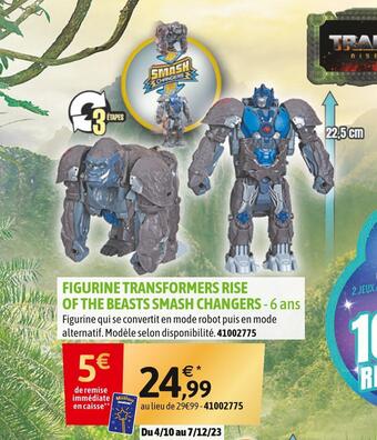 JouéClub Transformers figurine transformers rise of the beasts smash changers offre