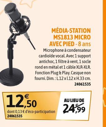 JouéClub Média-station ms1813 micro avec pied offre