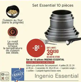 Géant Casino Set de 10 pièces INGENIO ESSENTIAL offre
