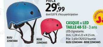 JouéClub Casque + led taille 48-53 - 3 ans offre