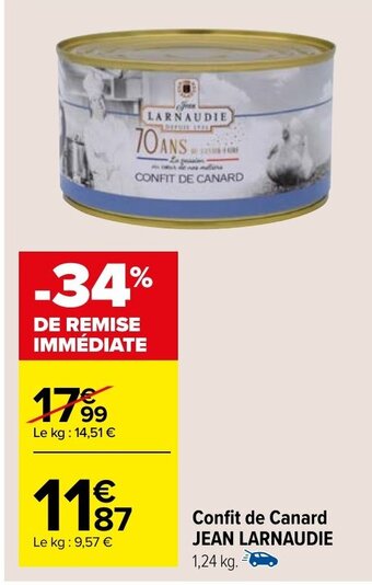 Carrefour Market CONFIT DE CANARD JEAN LARNAUDIE offre