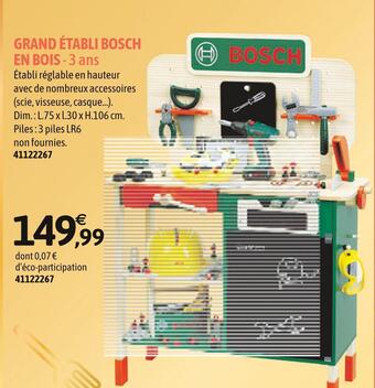 JouéClub Bosch grand établi en bois offre