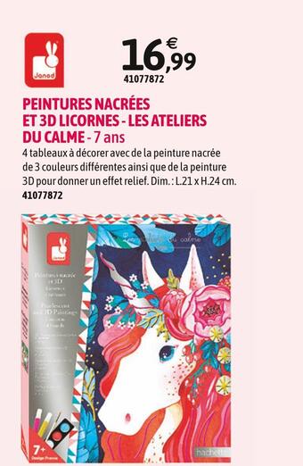 Janod peintures nacrées et 3d licornes - les ateliers du calme