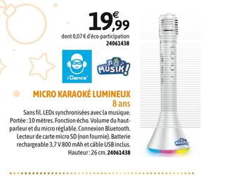 JouéClub Musik micro karaoké lumineux offre