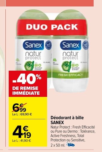 Carrefour Market Déodorant à bille SANEX offre