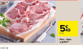 Carrefour Porc: côtes à griller offre