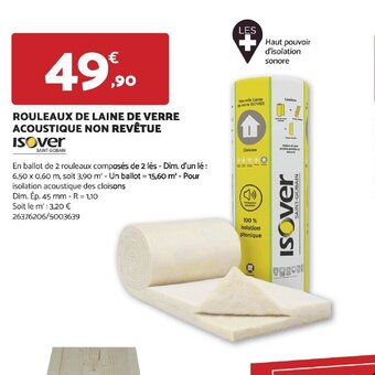 Bricomarché ROULEAUX DE LAINE DE VERRE ACOUSTIQUE NON REVÊTUE offre