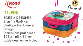 E.Leclerc BOITE À DÉJEUNER 3 en 1 <<Picnik» en plastique framboise et orange. offre