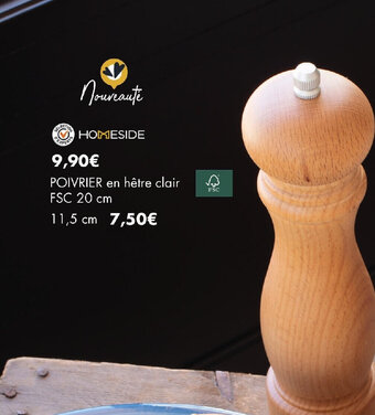 E.Leclerc POIVRIER en hêtre clair FSC 20 cm offre