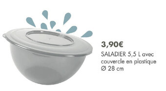 E.Leclerc SALADIER 5,5 L avec couvercle en plastique Ø 28 cm offre
