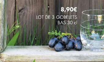 E.Leclerc LOT DE 3 GOBELETS BAS 30 cl offre