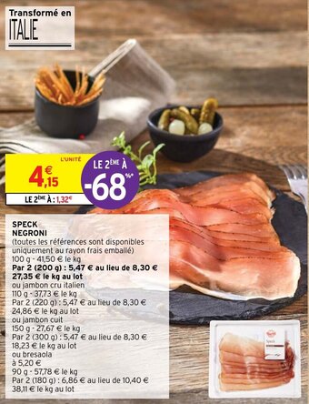 Intermarché SPECK NEGRONI offre