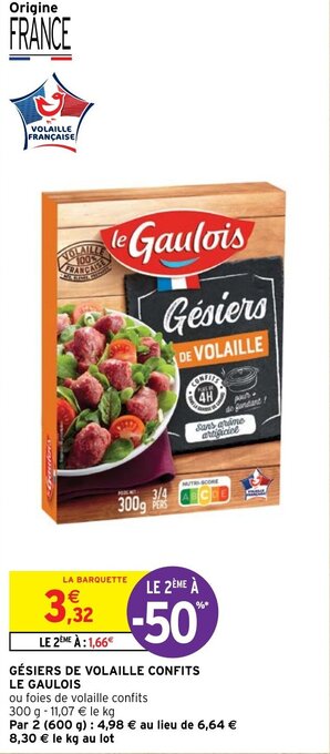 Intermarché GÉSIERS DE VOLAILLE CONFITS LE GAULOIS offre