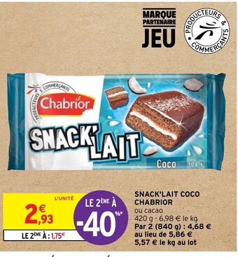 Intermarché SNACK'LAIT COCO CHABRIOR ou cacao offre