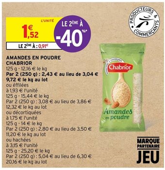 Intermarché AMANDES EN POUDRE CHABRIOR offre