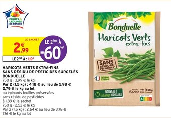 Intermarché Hyper HARICOTS VERTS EXTRA-FINS SANS RÉSIDU DE PESTICIDES SURGELÉS BONDUELLE offre
