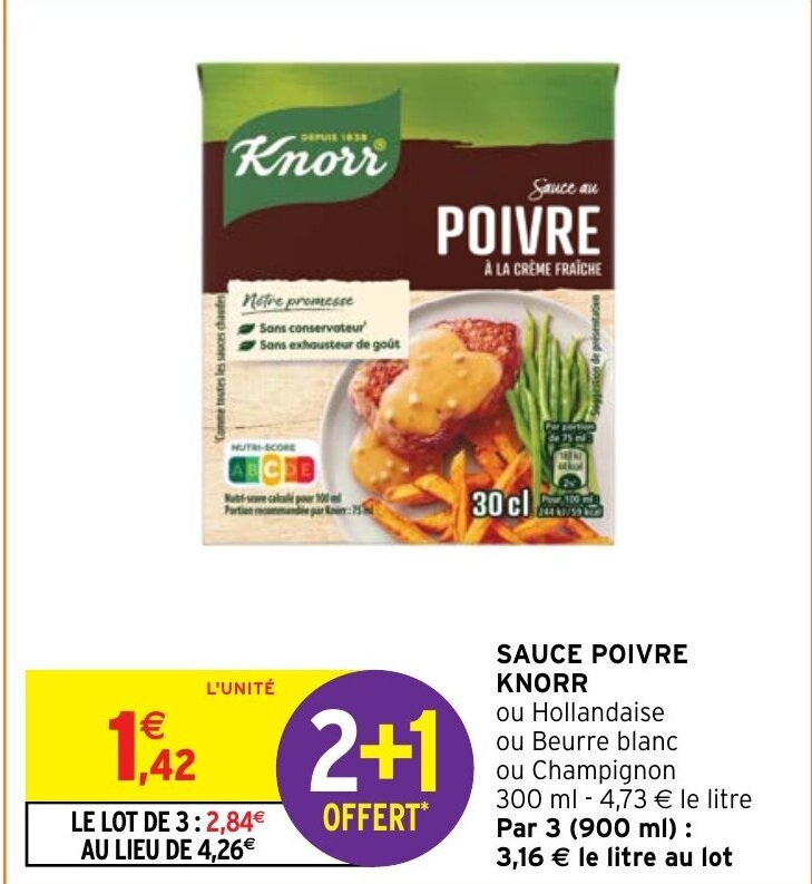 Promo SAUCE POIVRE KNORR chez Intermarché Hyper