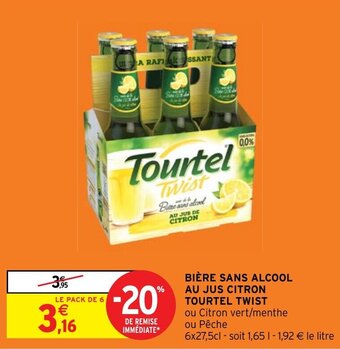 Intermarché Hyper BIÈRE SANS ALCOOL AU JUS CITRON TOURTEL TWIST offre
