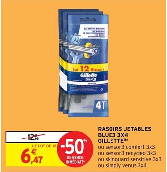 Intermarché Hyper RASOIRS JETABLES BLUE3 3X4 GILLETTE (b) offre