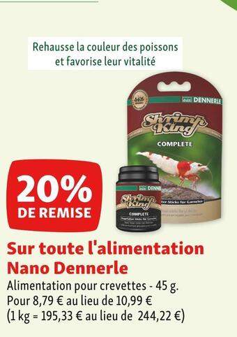 Maxi Zoo Dennerle 20% de remise sur toute l'alimentation nano dennerle offre