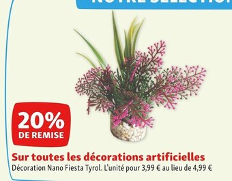 20% de remise sur toutes les décorations artificielles