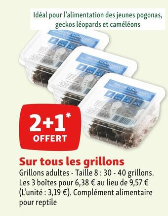 2+1 offert sur tous les grillons
